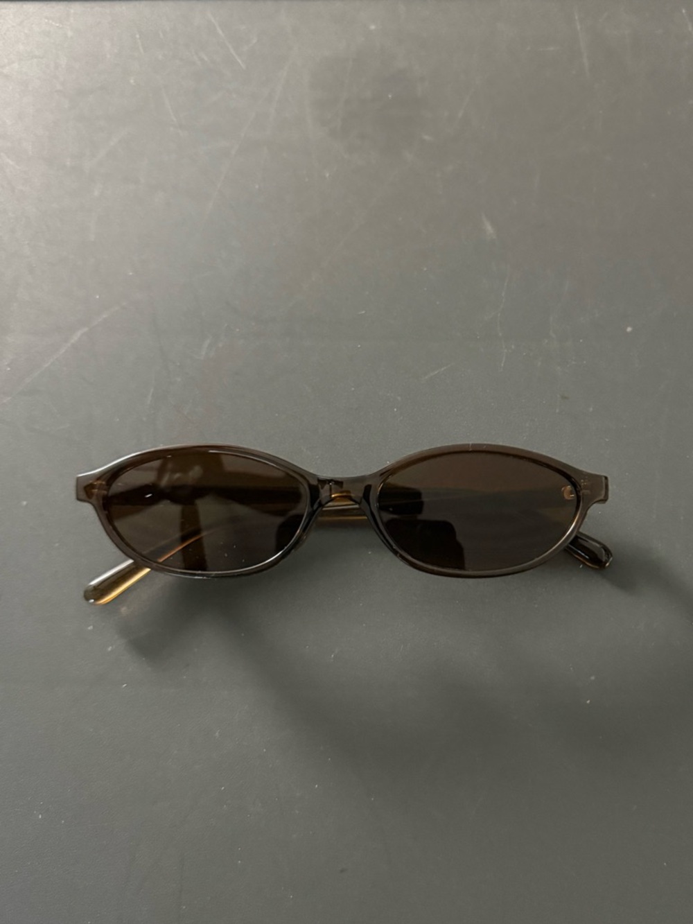 NEW Slim Oval Sunglasses in Dark Brown